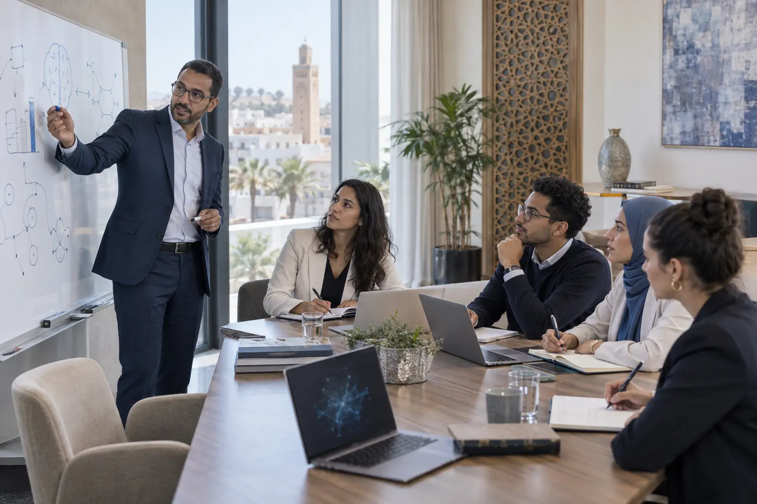 Scène illustrant un atelier de formation à l’intelligence artificielle au Maroc